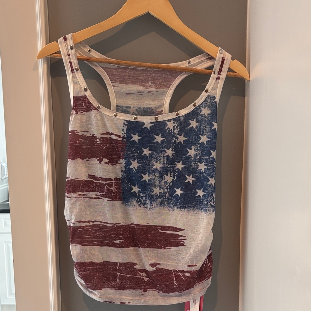 ROMWE Distressed Flag Print Tank Top